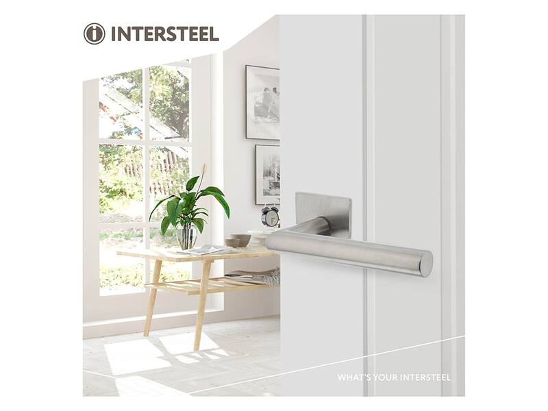 Intersteel Deurkruk Hoek 90° op vierkant magneet rozet rvs geborsteld