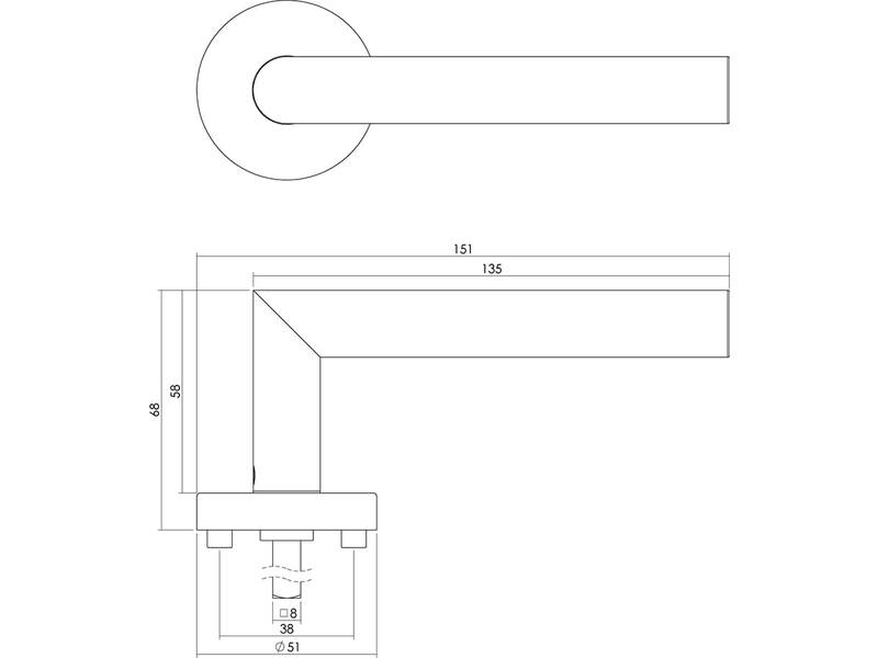 Intersteel Deurkruk Hoek 90° met rozet rvs geborsteld