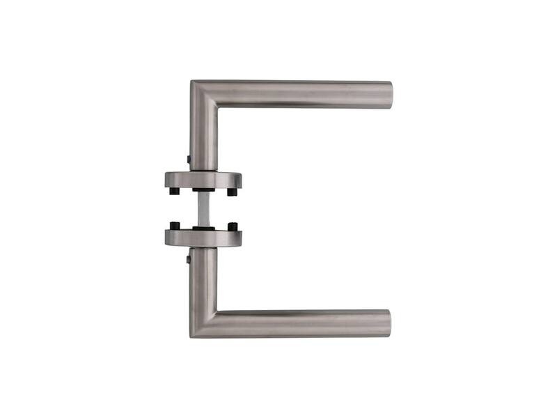Intersteel Deurkruk Hoek 90° met rozet rvs geborsteld