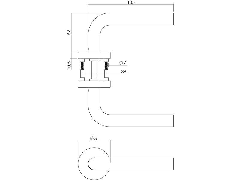 Intersteel Deurkruk Recht met rozet rvs geborsteld