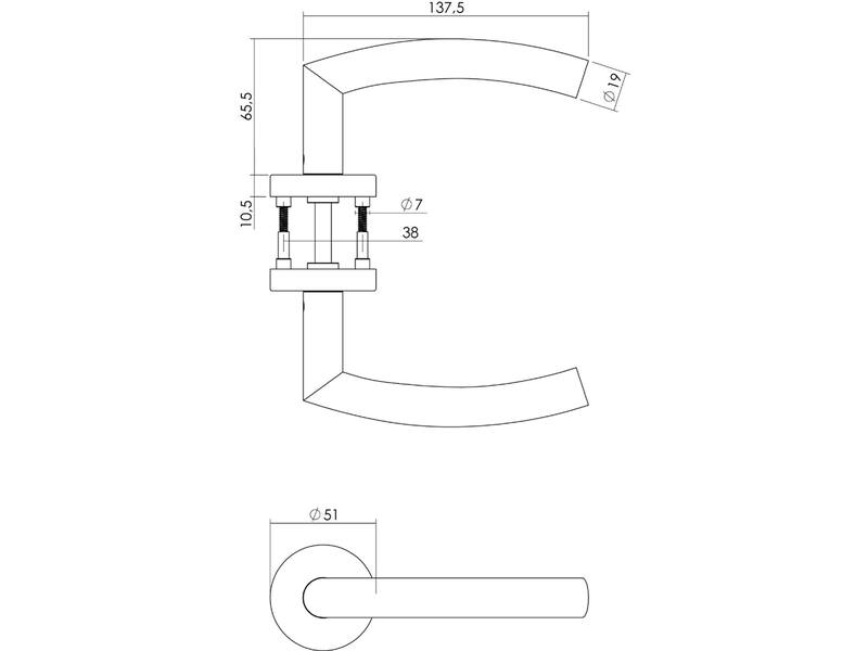 Intersteel Deurkruk Half Rond met rozet 51x10,5 mm rvs geborsteld