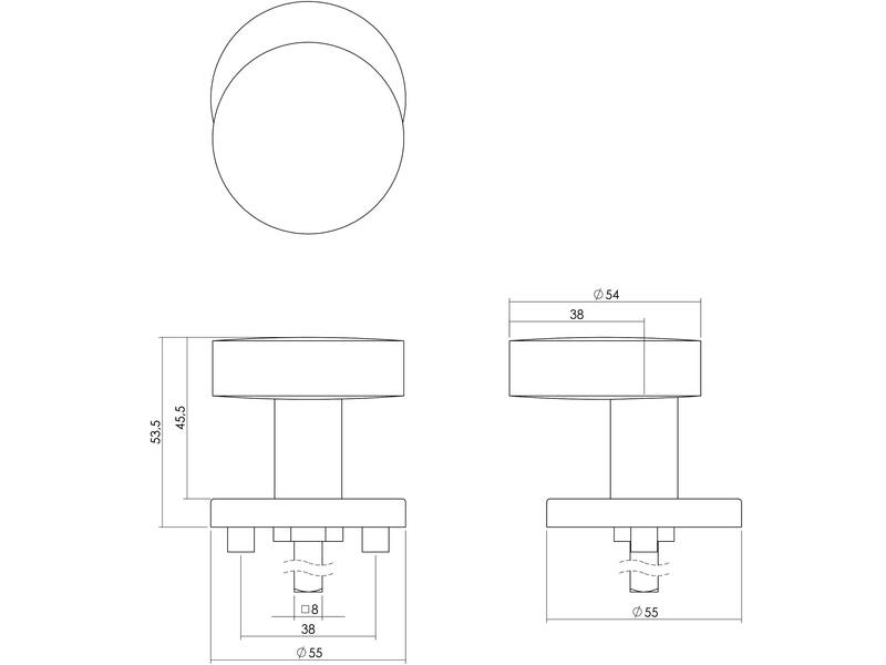Intersteel Knop rond verkropt rvs geborsteld