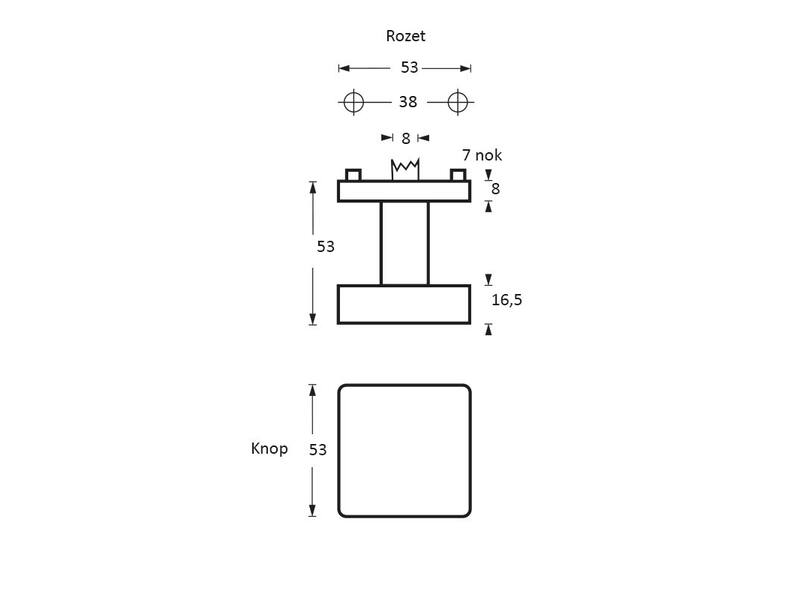Intersteel Knop vierkant centraal rvs geborsteld
