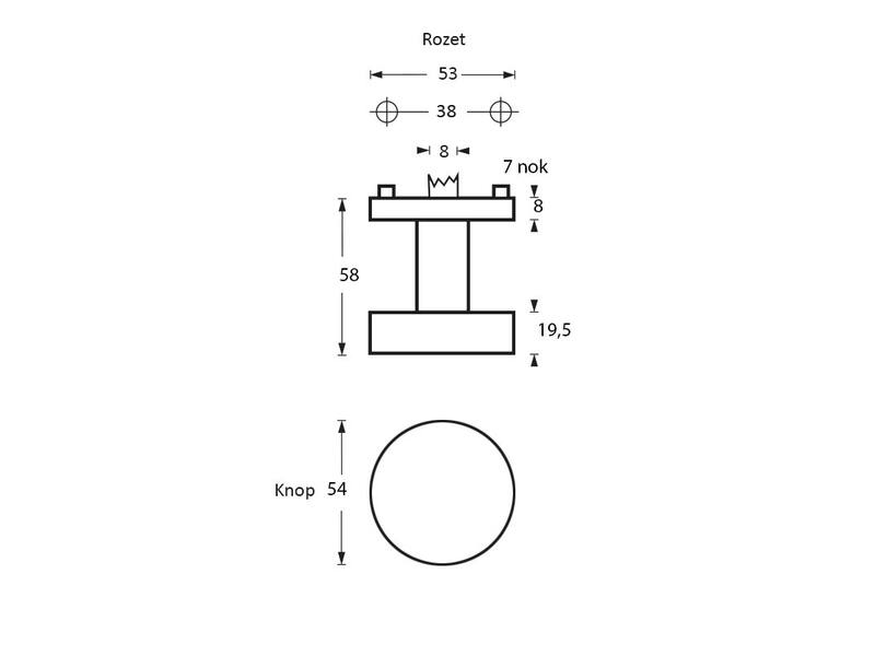 Intersteel Knop rond centraal rvs geborsteld