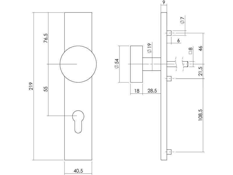 Intersteel Knopschild Rechthoekig PC55 RVS