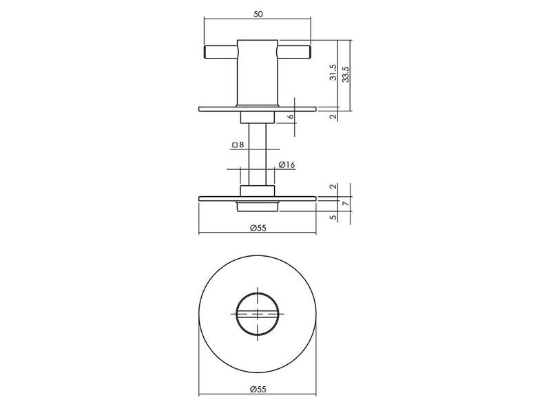 Intersteel Rozet met toilet-/badkamersluiting 55x2 mm zelfklevend rvs geborsteld