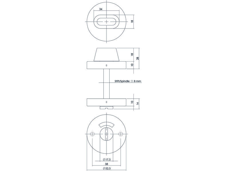 Intersteel Rozet toilet-/badkamersluiting rond verdekt rvs geborsteld 8 mm