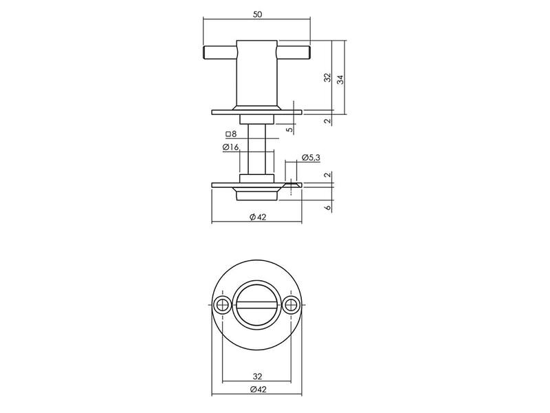 Intersteel Rozet met toilet-/badkamersluiting 42x2 mm rvs geborsteld