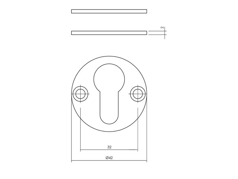Profielcilinderrozet 42x2 mm RVS