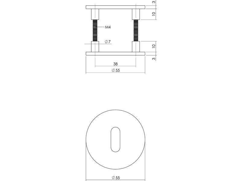 Intersteel Magneet rozet rond met sleutelgat rvs geborsteld