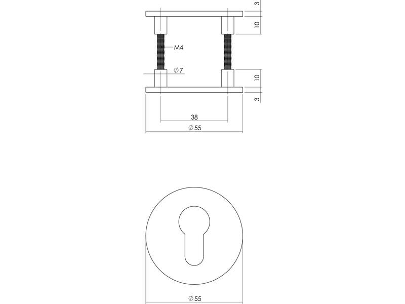 Intersteel Magneet rozet rond met toilet-/badkamersluiting rvs geborsteld