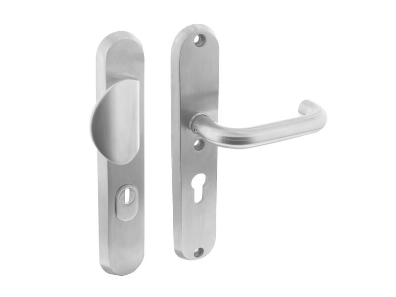 Intersteel Veiligheidsbeslag SKG*** profielcilindergat 55 mm met kerntrekbeveiliging ovaal voordeurbeslag massief rvs geborsteld