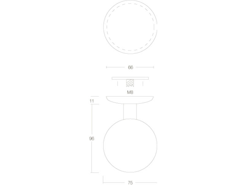 Intersteel Voordeurknop bol rond 75mm eenzijdige montage rvs geborsteld