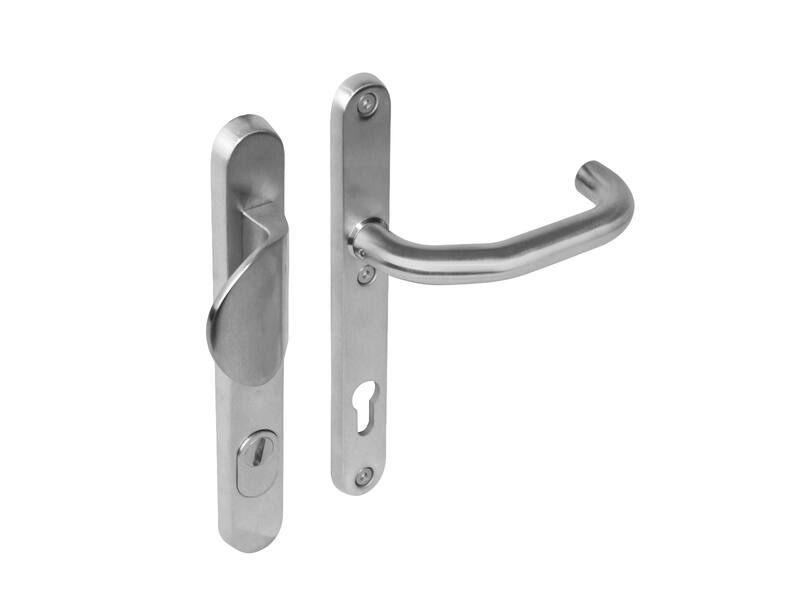 Intersteel Veiligheidsbeslag SKG*** met kerntrekbeveiliging profielcilindergat 92 mm smal ovaal voordeurbeslag rvs geborsteld