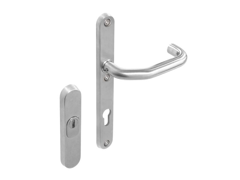 Intersteel Veiligheidsbeslag SKG*** rozet met kerntrekbeveiliging, schild profielcilindergat 92 mm smal ovaal binnen rvs geborsteld