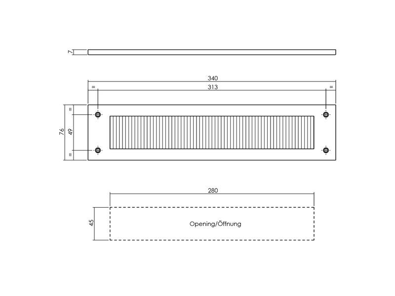 Intersteel Tochtwering rechthoek rvs geborsteld