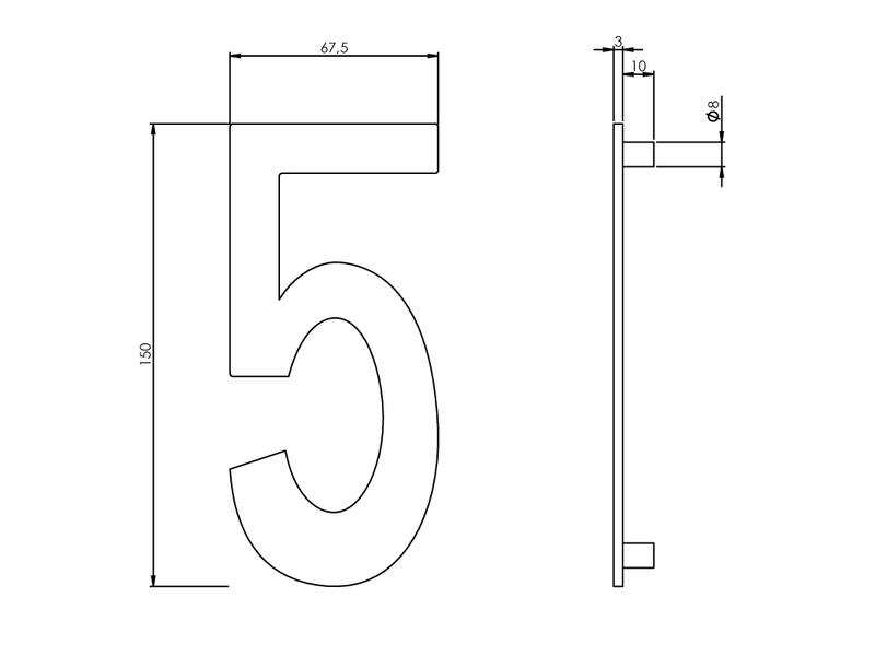 Intersteel Huisnummer 5 RVS 150mm
