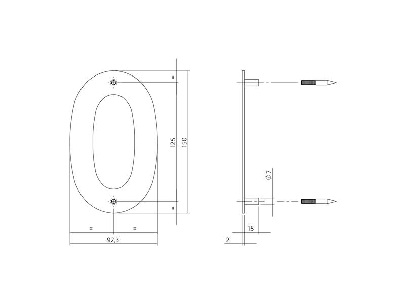 Intersteel Huisnummer 0 RVS 150x2mm
