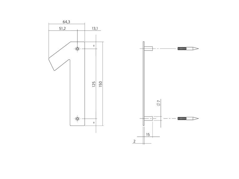 Intersteel Huisnummer 1 RVS 150x2mm