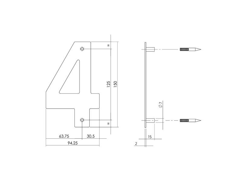 Intersteel Huisnummer 4 RVS 150x2mm