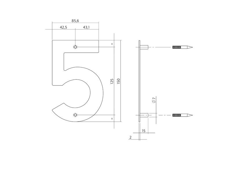 Intersteel Huisnummer 5 RVS 150x2mm