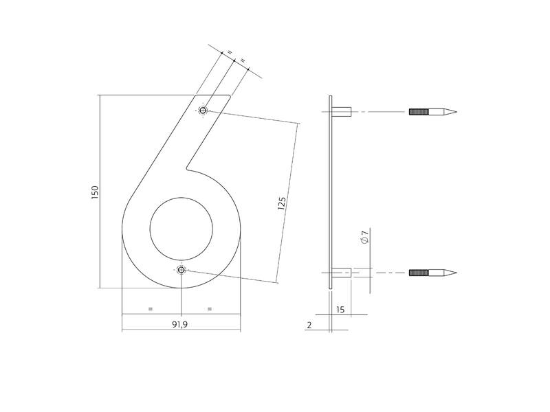 Intersteel Huisnummer 6 RVS 150x2mm