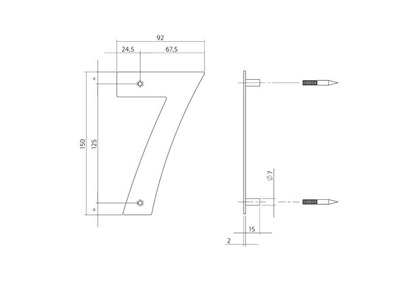 Intersteel Huisnummer 7 RVS 150x2mm