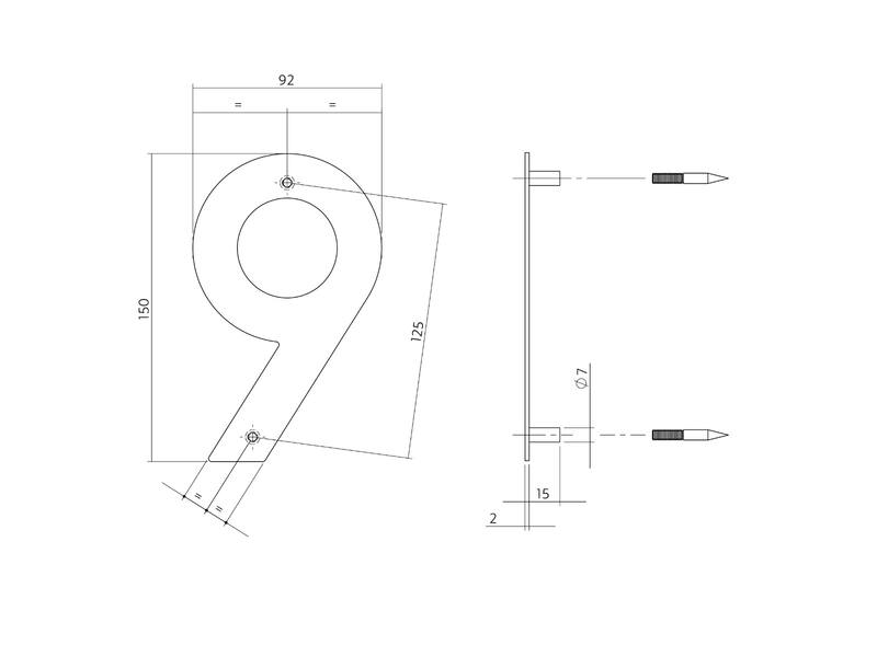 Intersteel Huisnummer 9 RVS 150x2mm