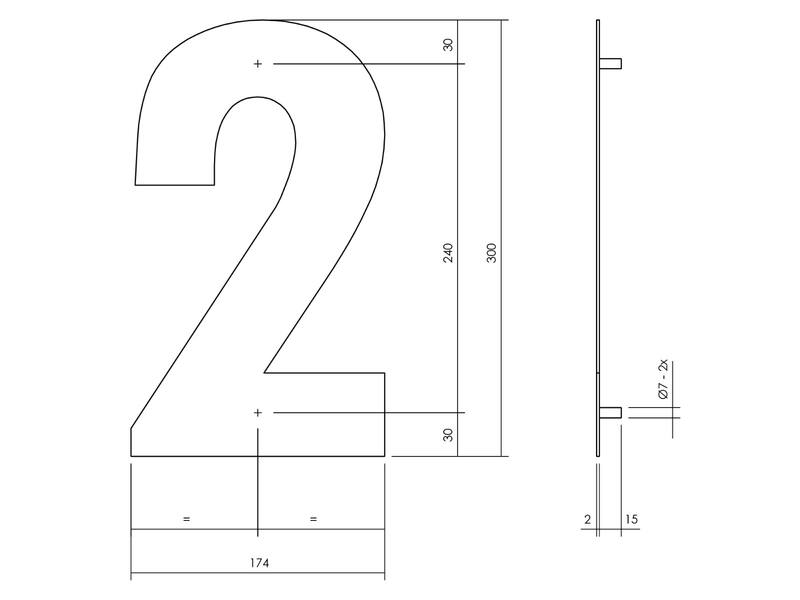 Intersteel Huisnummer 2 XL hoogte 300mm RVS