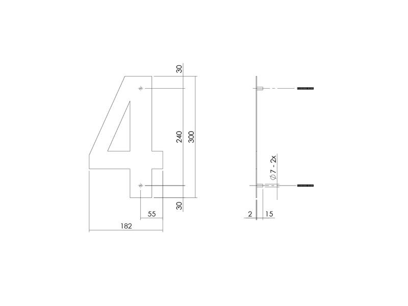 Intersteel Huisnummer 4 XL hoogte 300mm RVS
