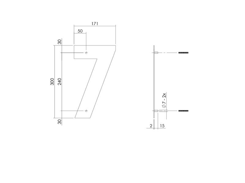 Intersteel Huisnummer 7 XL hoogte 300mm RVS
