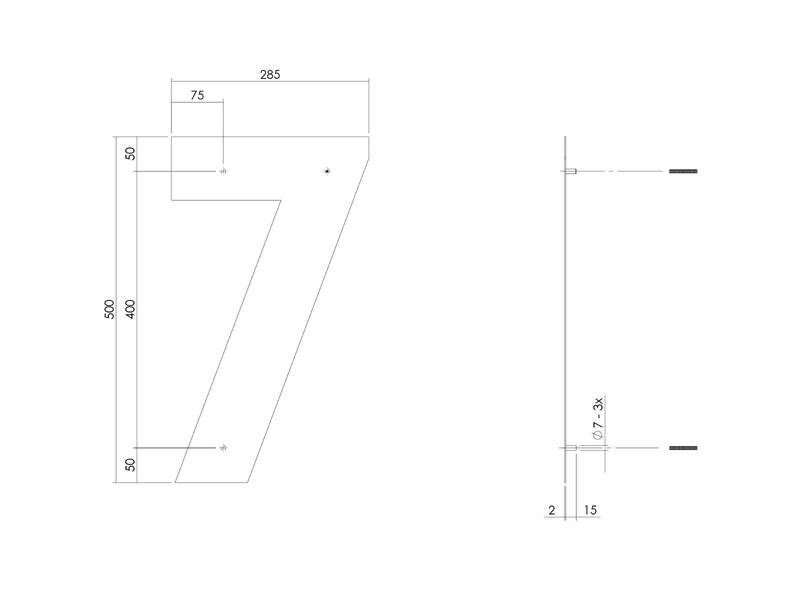 Intersteel Huisnummer 7 XXL hoogte 500mm RVS