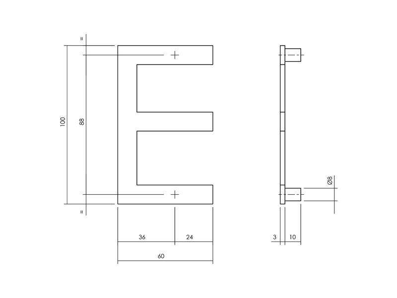 Intersteel Huisletter E RVS 100mm