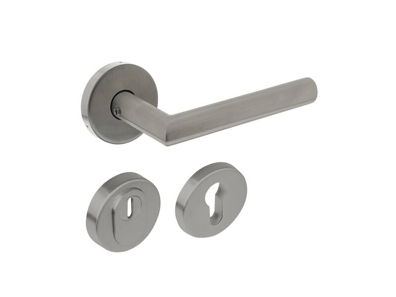 Intersteel Set achterdeurbeslag rond SKG*** met kerntrekbeveiliging rvs geborsteld