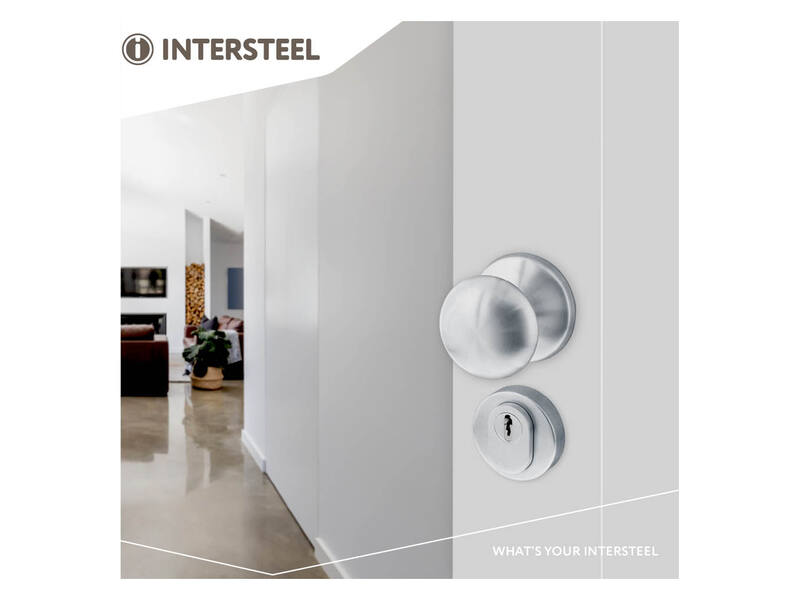 Intersteel Voordeurset veiligheidsbeslag SKG*** rond rozet rvs geborsteld met kerntrekbeveiliging