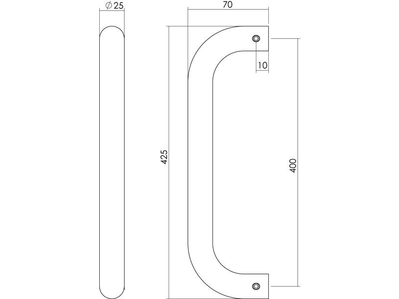 Intersteel Deurgreep U-vorm rond 25 mm - 425 mm rvs geborsteld