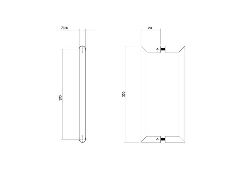 Intersteel Deurgrepen per paar recht-90 graden 330x80x30 HoH 300 rvs