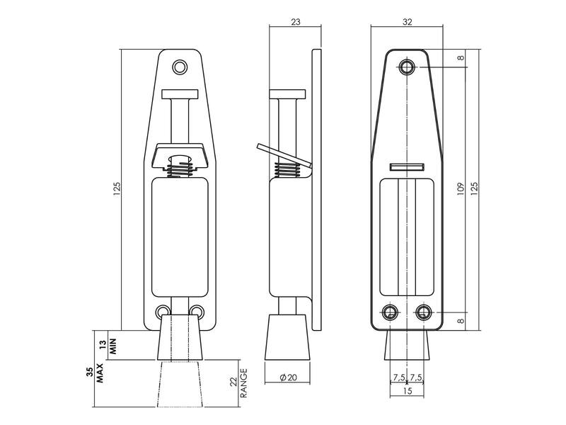 Intersteel Deurvastzetter 142 mm RVS