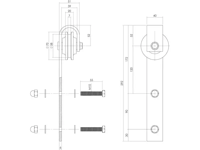 Intersteel Set van 2 hangrollen Basic rvs geborsteld