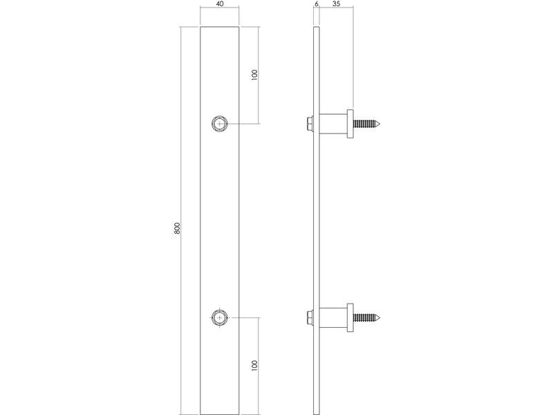 Intersteel Deurgreep 800 x 40 mm rvs geborsteld