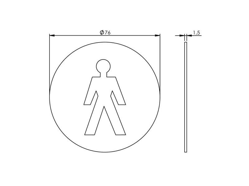 Intersteel Pictogram herentoilet zelfklevend rond RVS