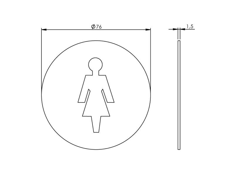 Intersteel Pictogram damestoilet zelfklevend rond RVS