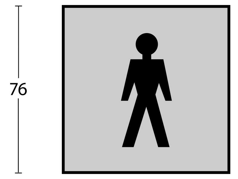 Intersteel Pictogram herentoilet zelfklevend vierkant RVS