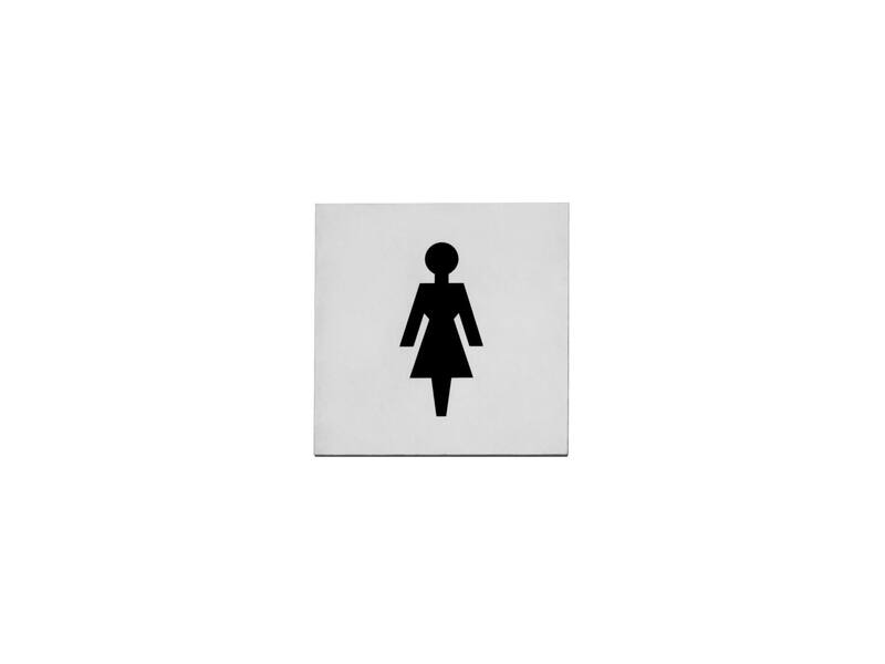 Intersteel Pictogram damestoilet zelfklevend vierkant RVS