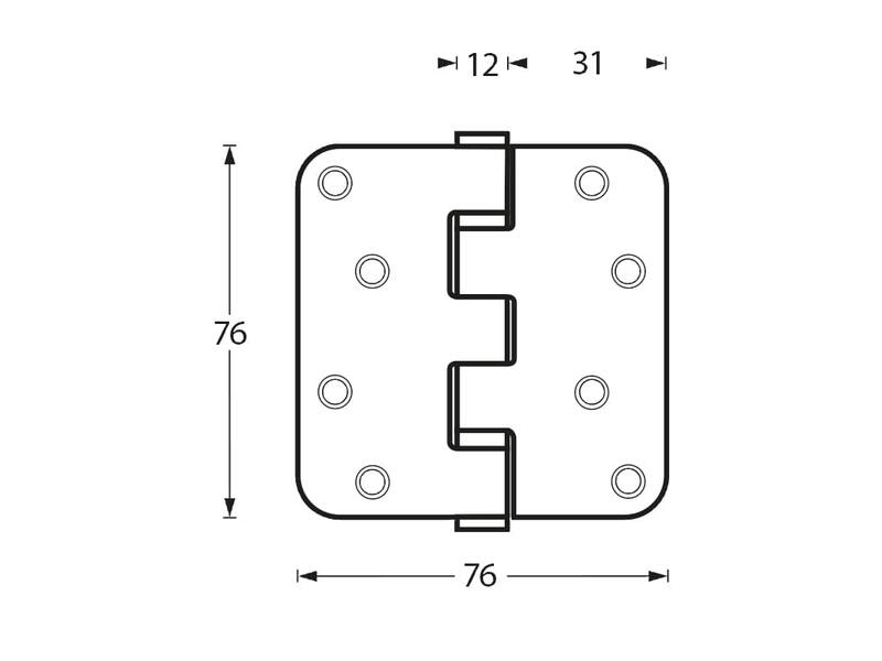 Intersteel Kogellagerscharnier afgerond tot 50 kilo rvs geborsteld