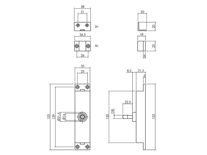 Intersteel Kruk-espagnolet rechts Hoek 90Â° met stangenset 2 X 1245 mm zwart