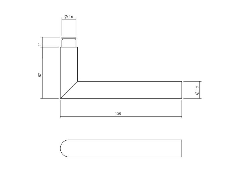 Intersteel Kruk-espagnolet rechts Hoek 90 met stangenset 2x 1245 mm rvs geborsteld