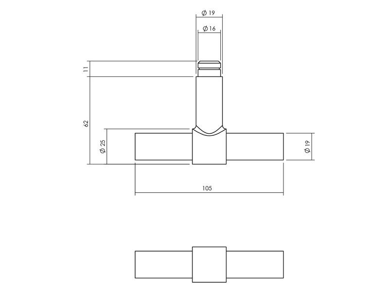 Intersteel Kruk-espagnolet links T-recht met stangenset 2x 1245 mm rvs geborsteld