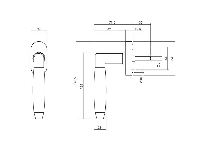 Intersteel Raamkruk Combinatie rvs geborsteld
