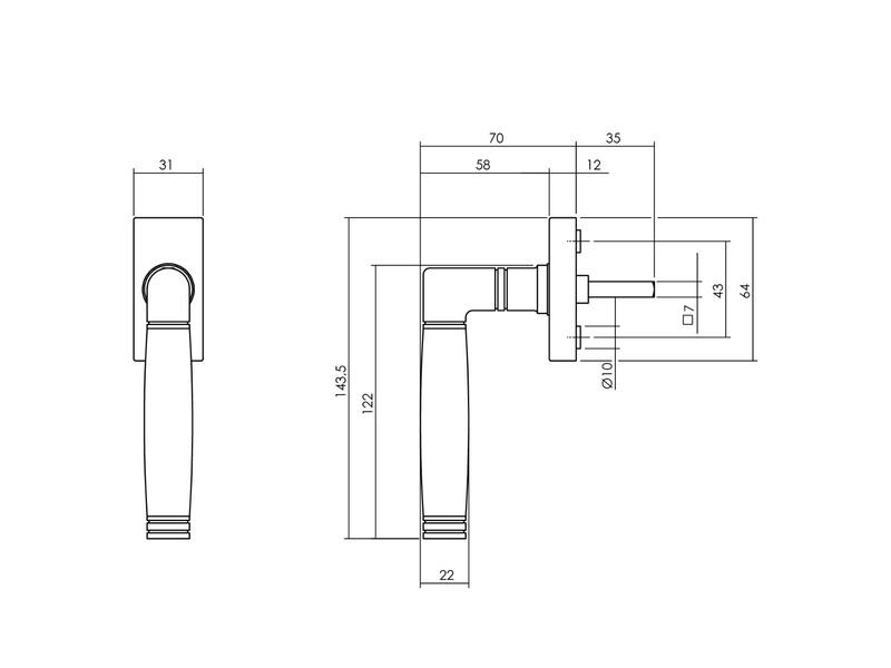 Intersteel Raamkruk Ton 212 rvs geborsteld